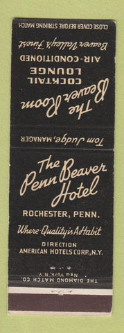 Matchbook Cover - Penn Beaver Hotel Rochester PA