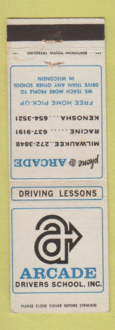 Matchbook Cover - Arcade Driving School Milwaukee Racine Kenosha WI