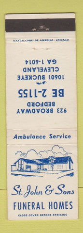 Matchbook Cover - St John & Son Funeral Home Cleveland OH