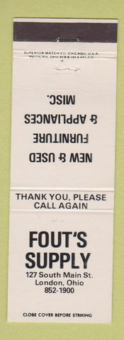 Matchbook Cover - Fout's Supply London OH furniture appliances