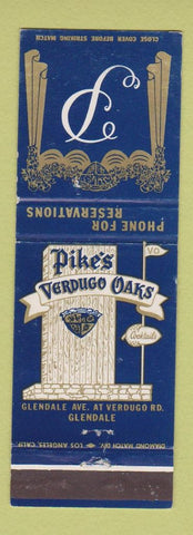 Matchbook Cover - Pike's Verdugo Oaks Glendale CA