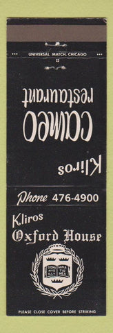 Matchbook Cover - Kliros Oxford House Cameo Room