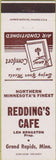 Matchbook Cover - Redding's Cafe Grand Rapids MN