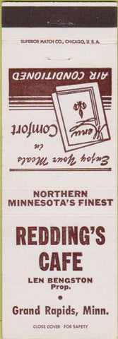 Matchbook Cover - Redding's Cafe Grand Rapids MN