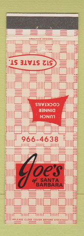 Matchbook Cover - Joe's of Santa Barbara CA Restaurant