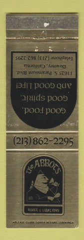 Matchbook Cover - The Abbots Restaurant Downey CA