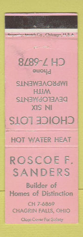 Matchbook Cover - Roscoe Sanders Home Builder Chagrin Falls OH