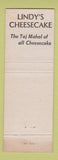 Matchbook Cover - Lindy's Restaurant New York City