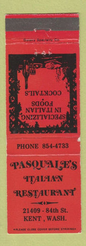 Matchbook Cover - Pasquale's Italian Restaurant Kent WA WEAR
