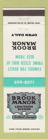 Matchbook Cover - Brook Manor Restaurant North Attleboro MA