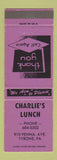 Matchbook Cover - Charlie's Lunch Tyrone PA