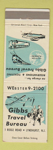 Matchbook Cover - Gibbs Travel Bureau Lyndhurst NJ