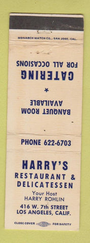 Matchbook Cover - Harry's Restaurant Deli Los Angeles CA WEAR