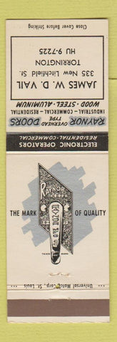 Matchbook Cover - James Vail Raynor Doors Torrington CT