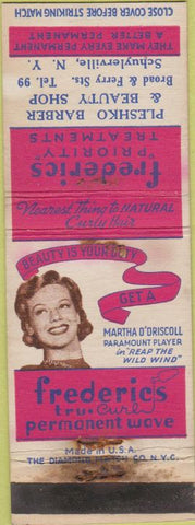 Matchbook Cover - Frederics Perms Wave Schuylerville NY girlie WORN