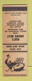 Matchbook Cover - Roe's Crows Nest Erie MI WEAR