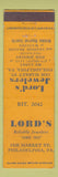 Matchbook Cover - Lord's Jewelry Philadelphia PA