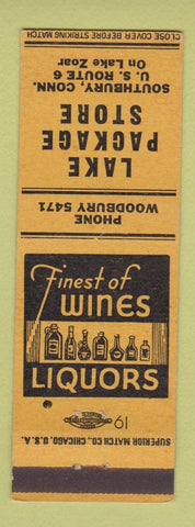 Matchbook Cover - Lake Package Store Liquor Southbury CT
