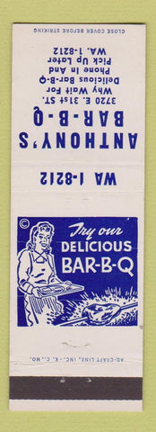 Matchbook Cover - Anthony's BBQ girlie