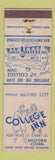 Matchbook Cover - College Inn Milford CT WEAR