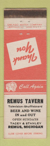 Matchbook Cover - Remus Tavern MI Shuffleboard WEAR