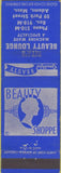 Matchbook Cover - Rita's Beauty Salon Adams MA girlie