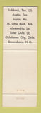 Matchbook Cover - Brittany Lubbock Austin TX Joplin MO Tulsa Oklahoma City OK