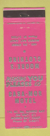 Matchbook Cover - Casa Mor Motel Morro Bay CA Moore's Clothing PINK
