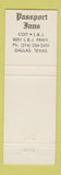 Matchbook Cover - Passport Inns of America Dallas TX