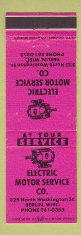 Matchbook Cover - Electric Motor Service Berlin WI