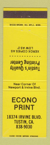 Matchbook Cover - Econo Print Tustin CA