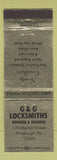Matchbook Cover - G&G Locksmiths Pittsburgh PA WEAR