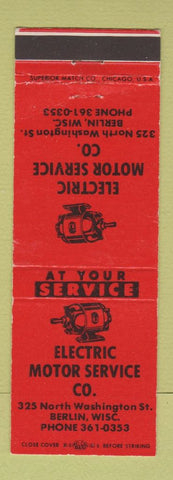 Matchbook Cover - Electric Motor Service Berlin WI