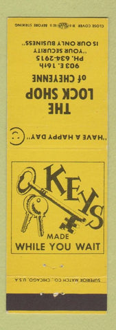 Matchbook Cover - The Lock Shop Cheyenne WY keys