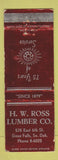 Matchbook Cover - HW Ross Lumber Sioux Falls SD WEAR
