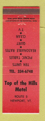 Matchbook Cover - Top of the Hills Motel Newport VT