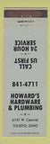 Matchbook Cover - Howard's Hardware & Plumbing Toledo OH
