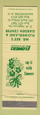 Matchbook Cover - Mr Bee's Flowers Garden Center Manchester NH