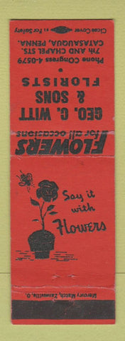 Matchbook Cover - Geo Witt & Sons Flowers Catasauqua PA WEAR