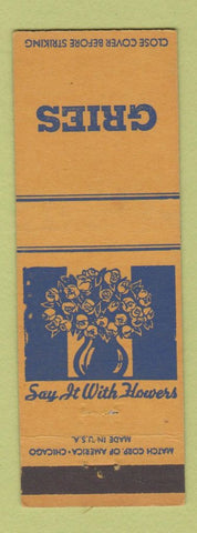 Matchbook Cover - Gries Flowers