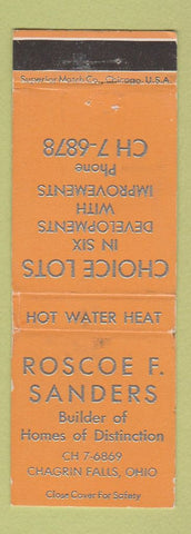 Matchbook Cover - Roscoe Sanders Home Builder Chagrin Falls OH
