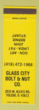 Matchbook Cover - Glass City Bolt & Nut Toledo OH