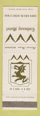 Matchbook Cover - Embassy Motel Detroit MI