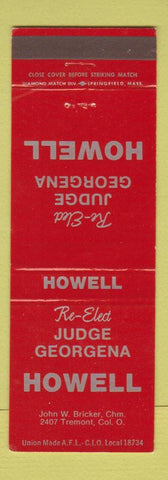 Matchbook Cover - Judge Georgena Howell Columbus OH