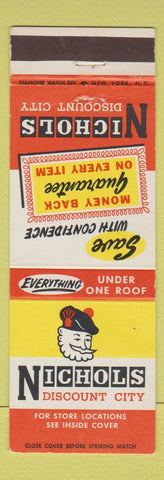 Matchbook Cover - Nichols Discount City Stores Corning Elmira Auburn Herkimer NY