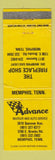 Matchbook Cover - Advance Muffler Auto Service Memphis TN WEAR