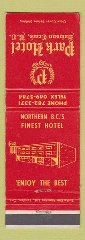 Matchbook Cover - Park Hotel Dawson Creek BC WEAR