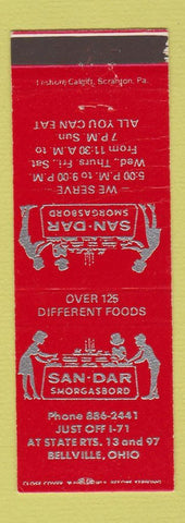 Matchbook Cover - San Dar Smorgasbord Bellville OH