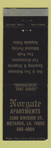 Matchbook Cover - Norgate Apartments Metairie LA