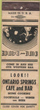 Matchbook Cover - Ontario Springs Cafe Bar WEAR